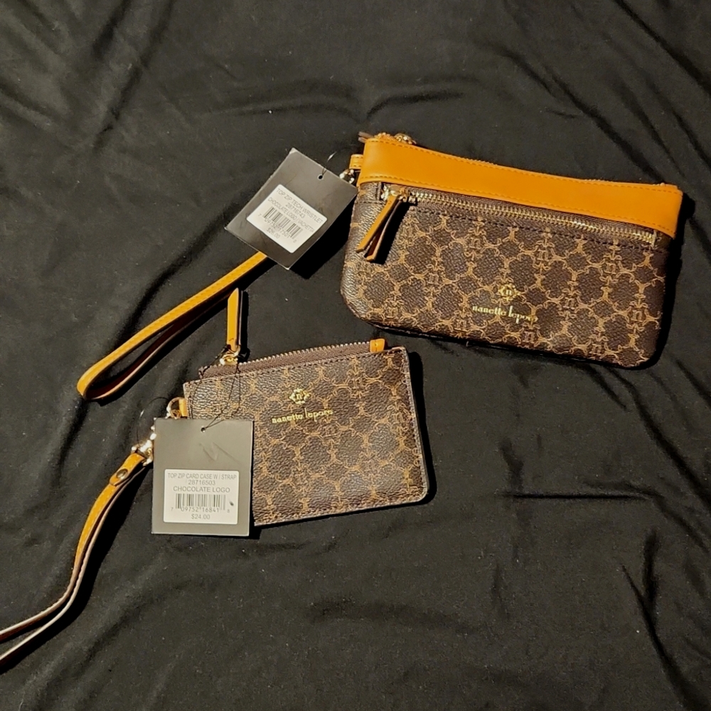 Nanette Lepore Cash Holder with Card Case and Wristlet matching set Brand New